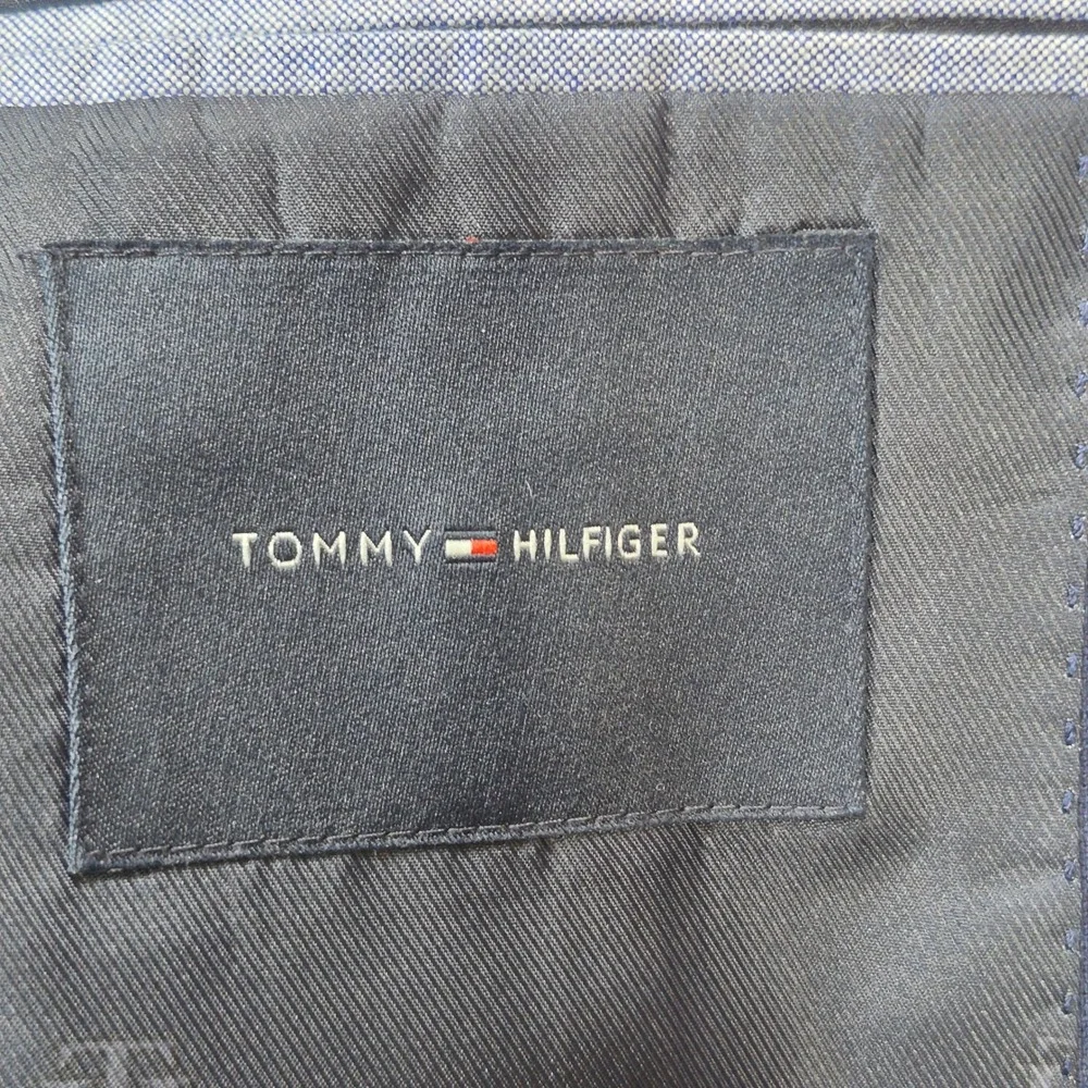 Tommy Hilfiger 100% Linen Blazer Mens 38S Navy Blue Two Button Sport Coat Jacket